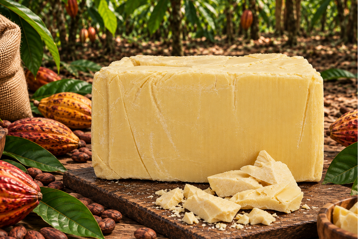 25kg organic Peruvian cacao butter block for wholesale supply in Australia